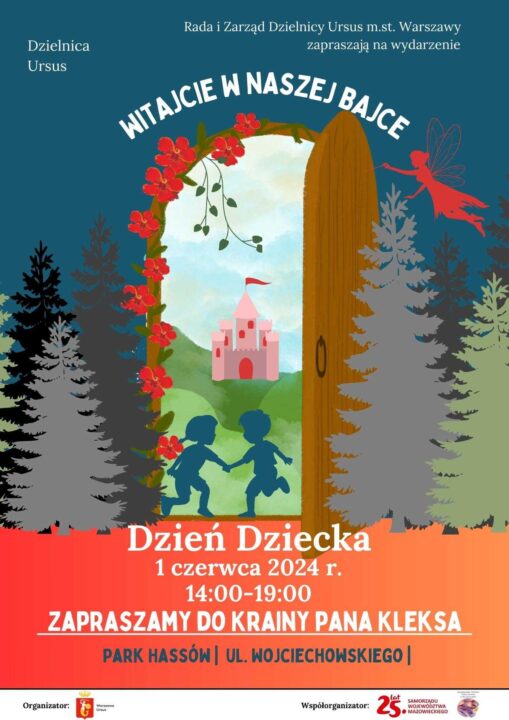 Plakat pikniku ''Witajcie w naszej bajce'' Dzień Dziecka w Ursusie